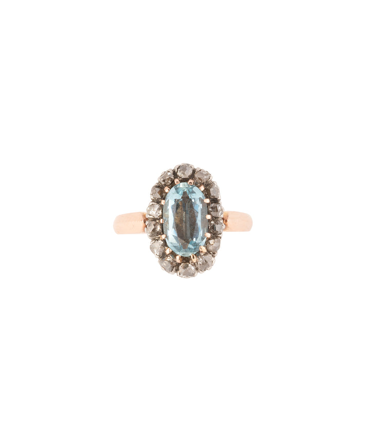 Georgian-pink-gold-ring-aquamarine-Sevin-Caillou-Paris