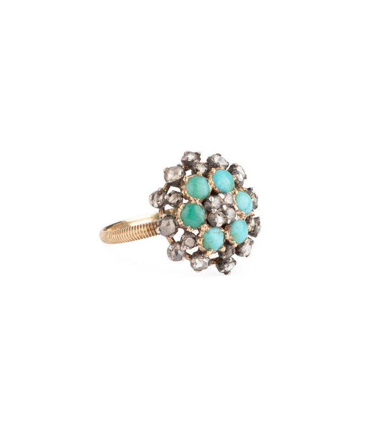 Georgian-ring-14k-gold-diamonds-turuqoises-Badda-Caillou-Paris