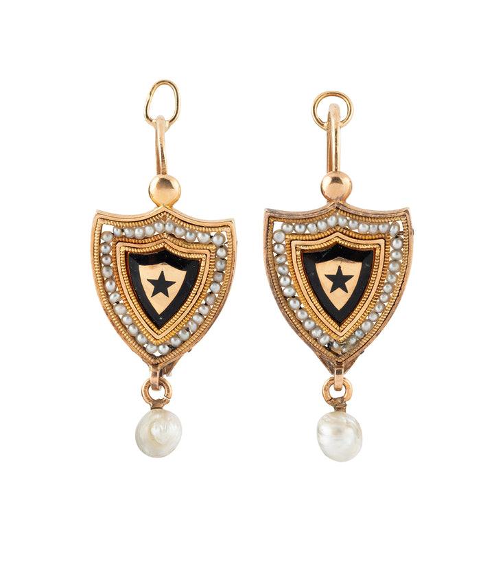 Grandes boucles d'oreilles poissardes émail noir Thiemo - Caillou Paris