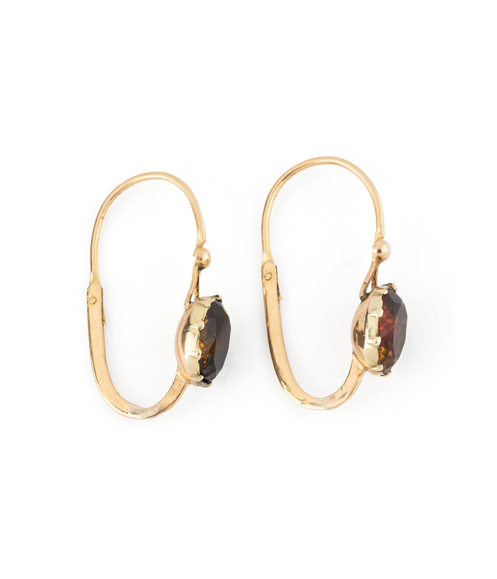 Grandes boucles d'oreilles anciennes citrine et or Jerna - Caillou Paris