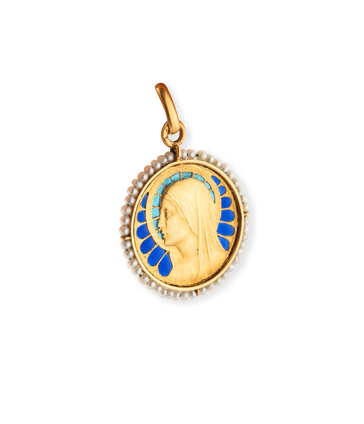 Medaille-religieuse-ancienne-email-Hane-Caillou-Paris