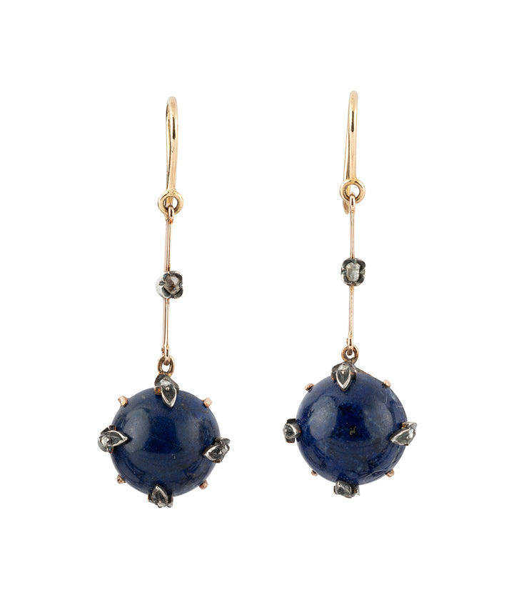 Pendants d'oreilles anciens lapis lazuli Poppon - Caillou Paris