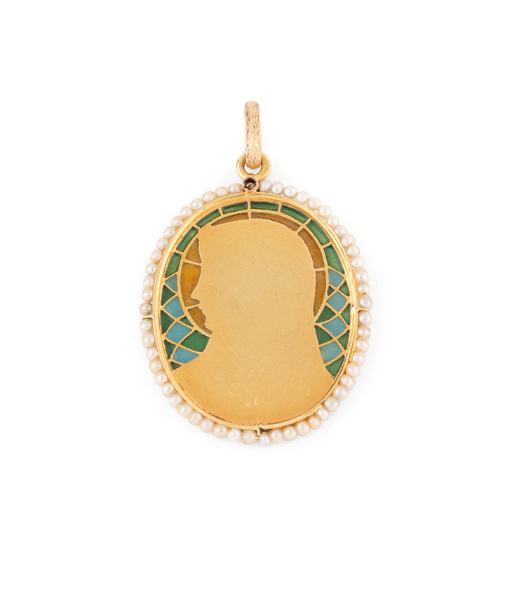 Pendentif-Art-nouveau-or-email-perles-Gueltas-Caillou-Paris