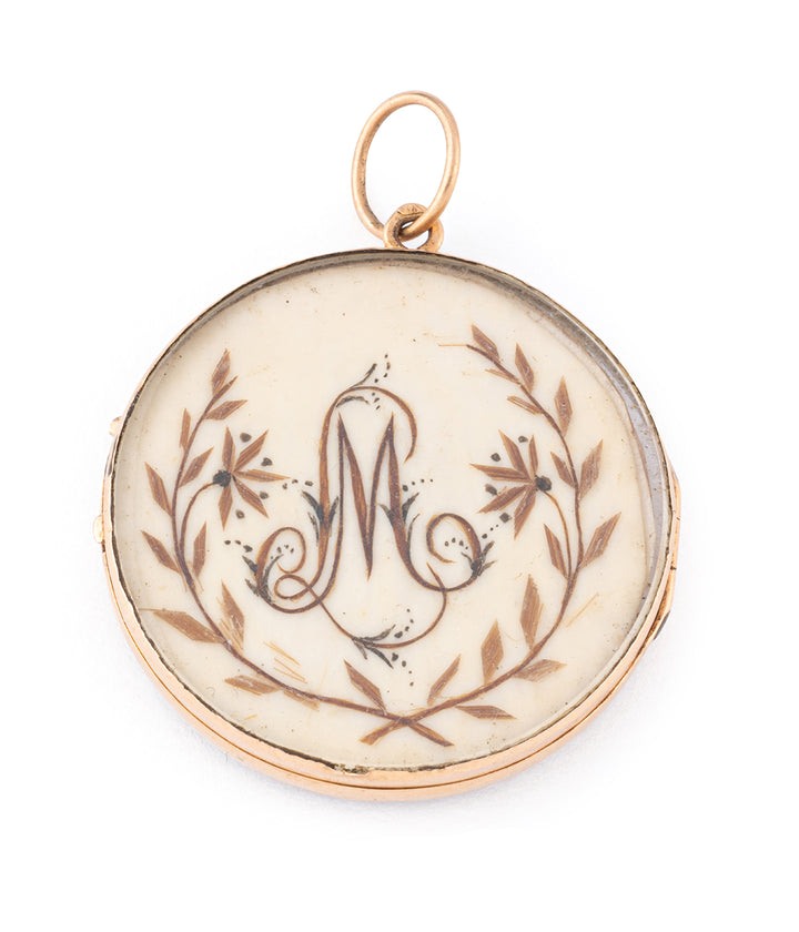 Pendentif ancien initiales cheveux "Luana" - Caillou Paris