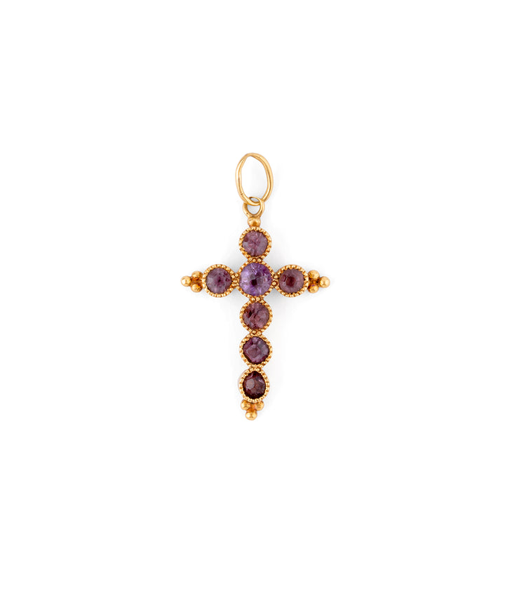 Pendentif croix ancien améthyste "Rosie" - Caillou Paris