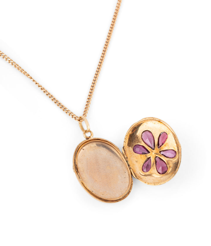 Pendentif ouvrant ancien en or et grenat "Abelia" - Caillou Paris