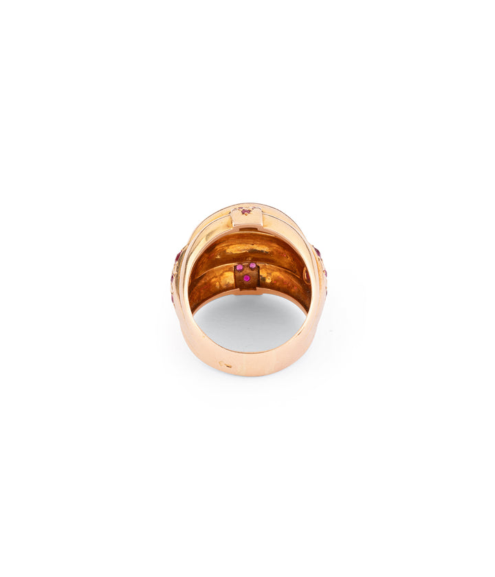 Retro ring rubies and diamonds "Zeia" - Caillou Paris
