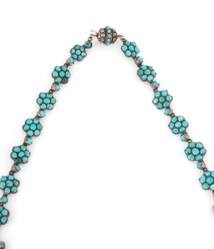 Victorian flower turquoise necklace "Jovan" - Caillou Paris