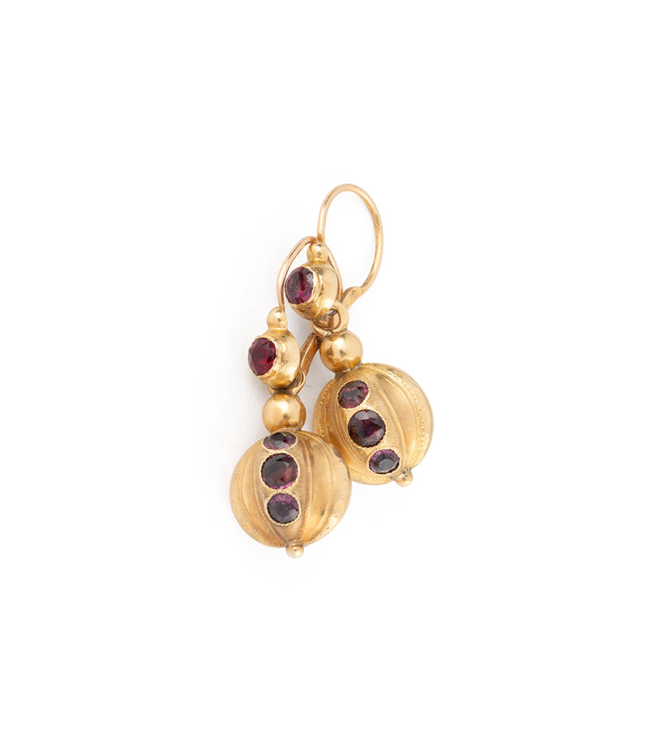 Victorian garnet gold earrings Domna - Caillou Paris