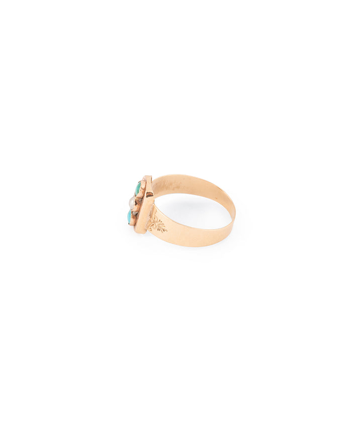 Victorian ring turquoise and pearl "Tieriu" - Caillou Paris
