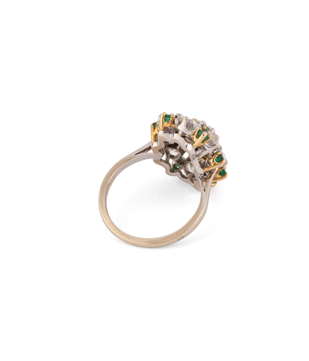 Vintage cluster rind diamonds and emeralds "Dagny" - Caillou Paris
