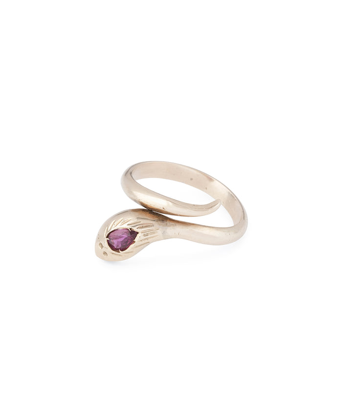 Vintage-snake-ring-garnet-9K-gold-Amra-Caillou-Paris