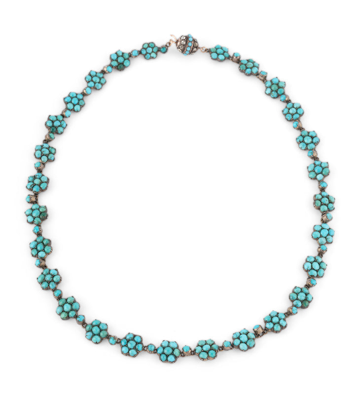 Ancien collier rivière en argent et turquoise "Jovan" - Caillou Paris