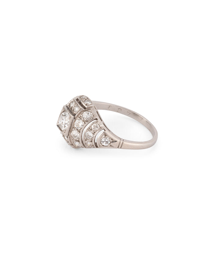 Antique ring Art deco platinum and diamonds "Eamon" - Caillou Paris