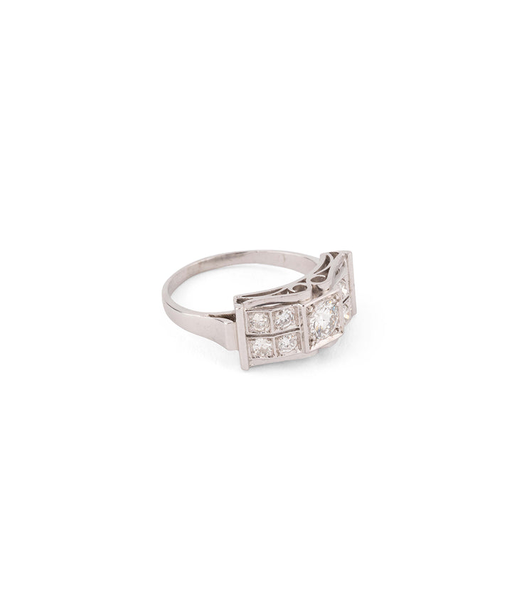 antique ring Art deco platinum and diamonds "Odala" - Caillou Paris