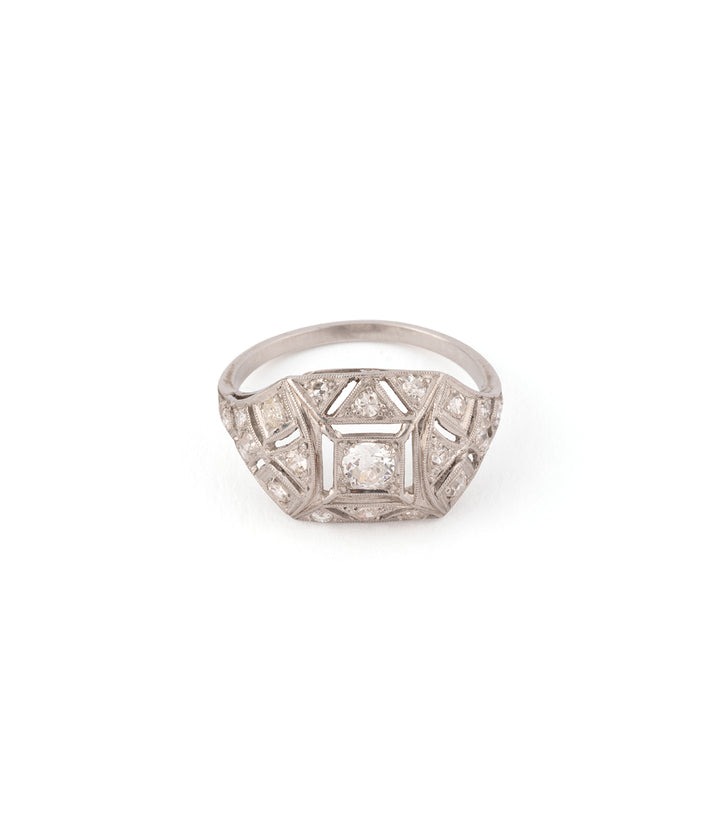 Antique ring Art deco platinum diamonds "Youli" - Caillou Paris