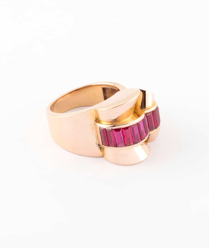 Bague tank or et rubis Mura droite 2