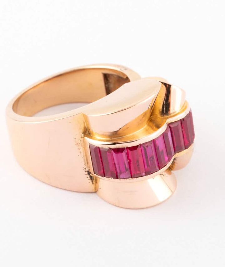 Bague tank or et rubis Mura droite