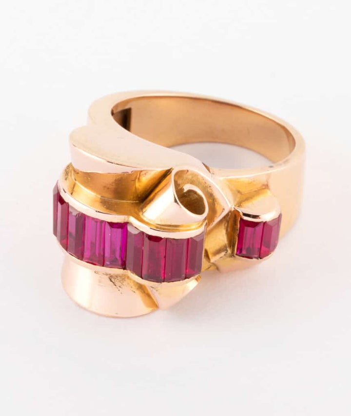 Bague tank or et rubis Mura gauche