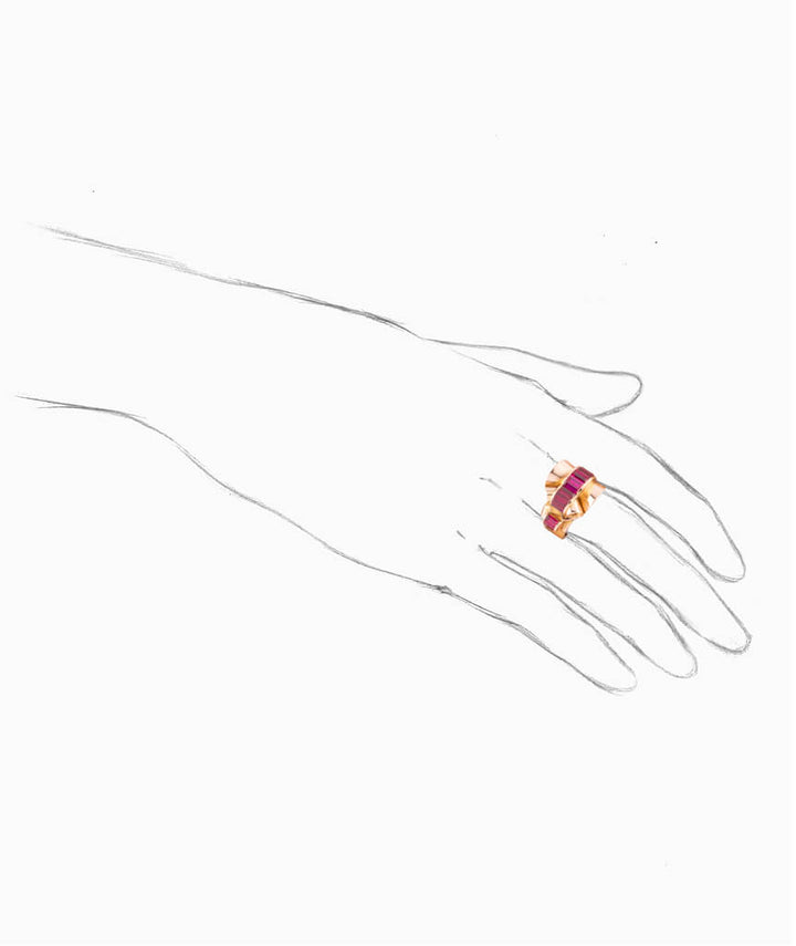 Bague tank or et rubis Mura porter