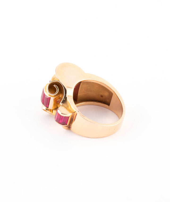 Bague tank or et rubis Mura profil