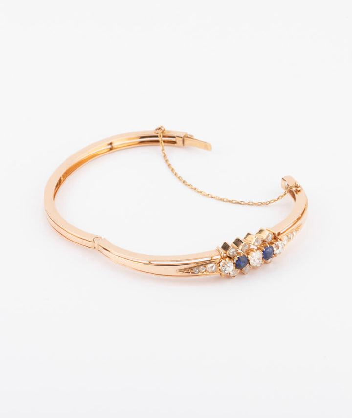 Bracelet ancien diamants et saphirs ouvert
