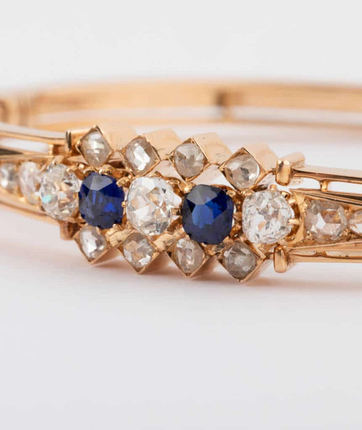 Bracelet ancien diamants et saphirs détail