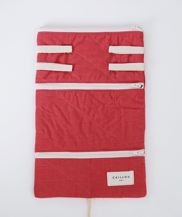 CAILLOU PARIS - POCHETTE CORAIL PETITS CARREAUX OUVERTE