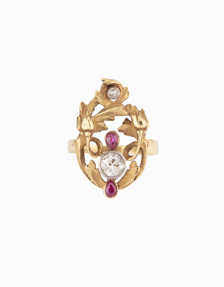 Caillou Paris - Bague Art nouveau Houxi face