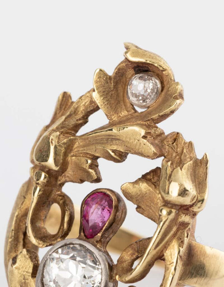 Caillou Paris - Bague Art nouveau Houxi gros plan 2