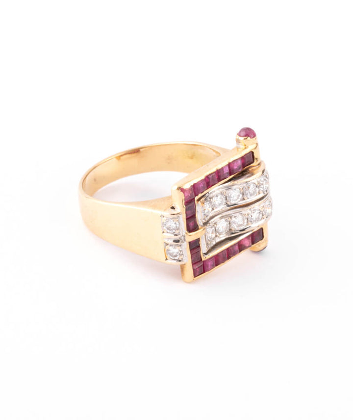 Caillou Paris - Bague Tank rubis et diamants Melar droite