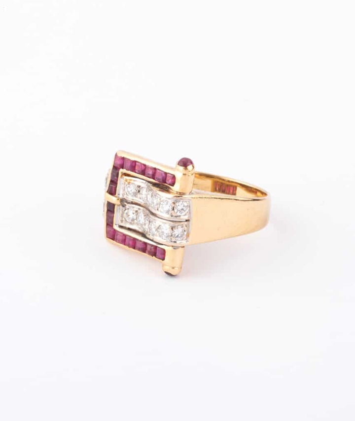 Caillou Paris - Bague Tank rubis et diamants Melar gauche