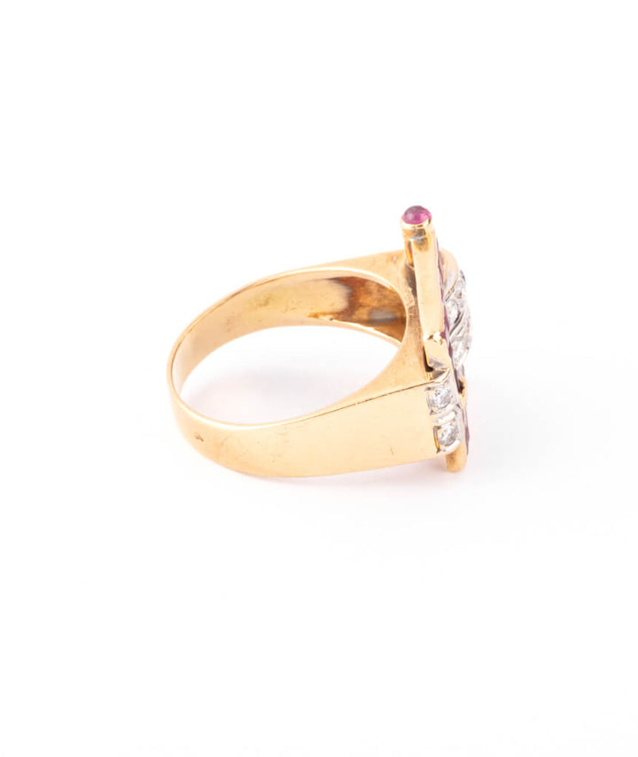 Caillou Paris - Bague Tank rubis et diamants Melar profil droit