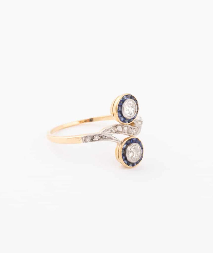 Caillou Paris Bague Toi Et Moi Ancienne Diamants Et Saphirs Ira Droite