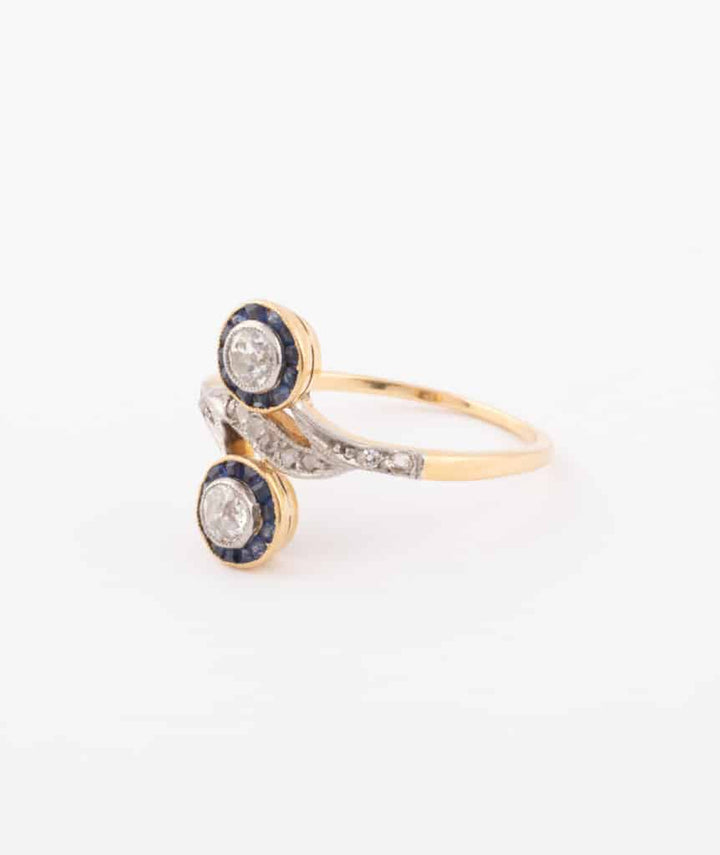 Caillou Paris Bague Toi Et Moi Ancienne Diamants Et Saphirs Ira Gauche