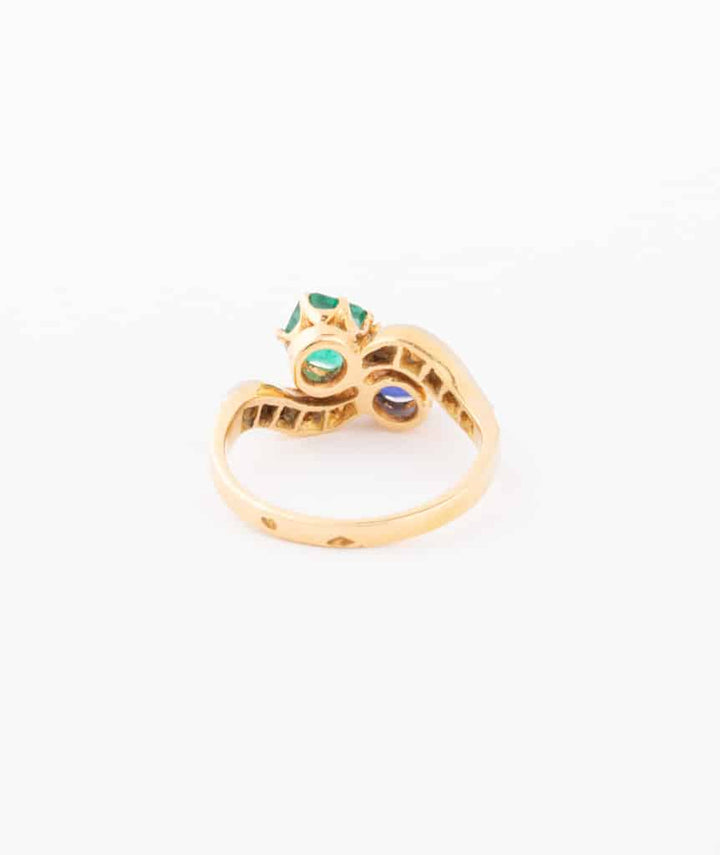 Caillou Paris Bague Toi Et Moi Ancienne Emeraude Et Saphir Lucita Dos