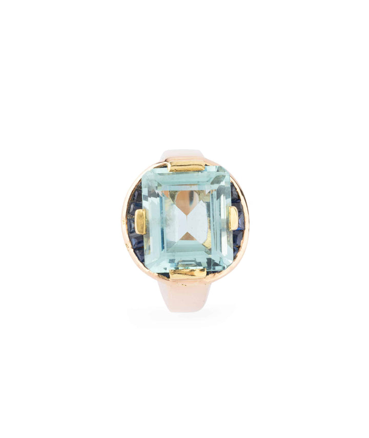 Caillou Paris Bague Ancienne Aigue Marine Ieva Face