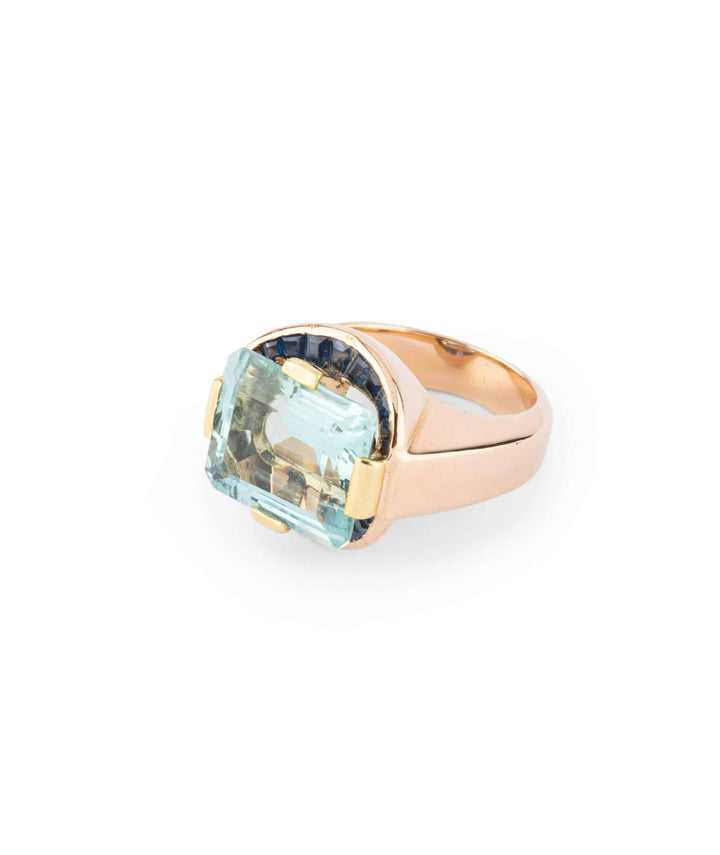 Caillou Paris Bague Ancienne Aigue Marine Ieva Gauche