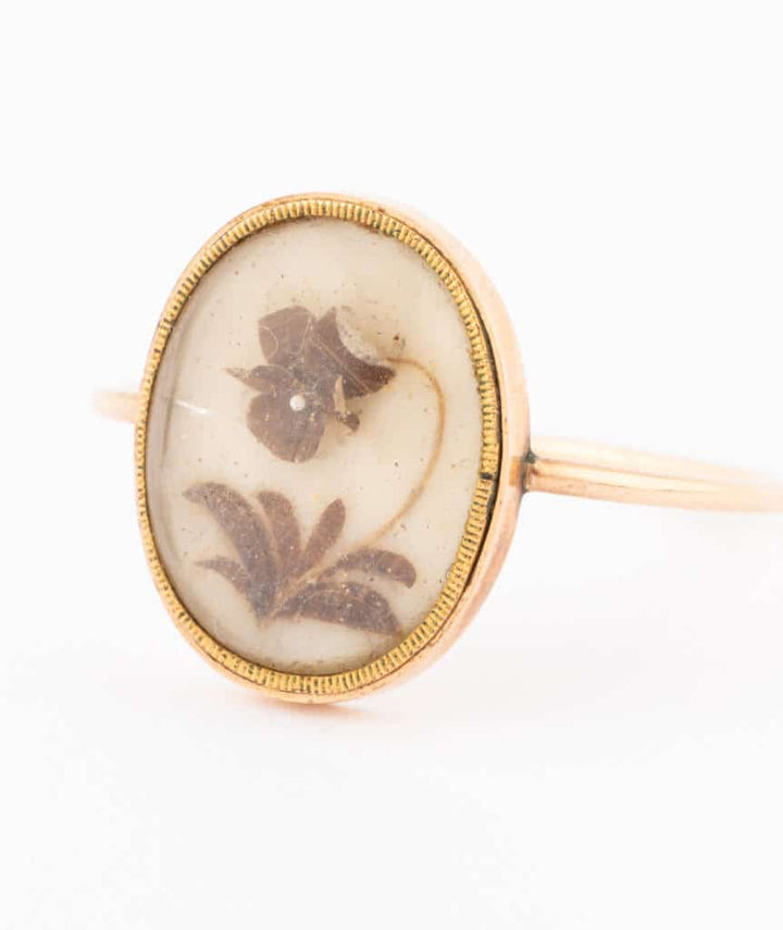 Caillou Paris Bague Ancienne Cabochon De Verre %22iena%22. Gros Plan