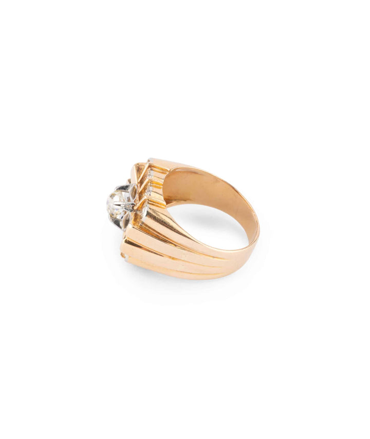 Caillou Paris Bague Ancienne Diamant Nori Profil Gauche