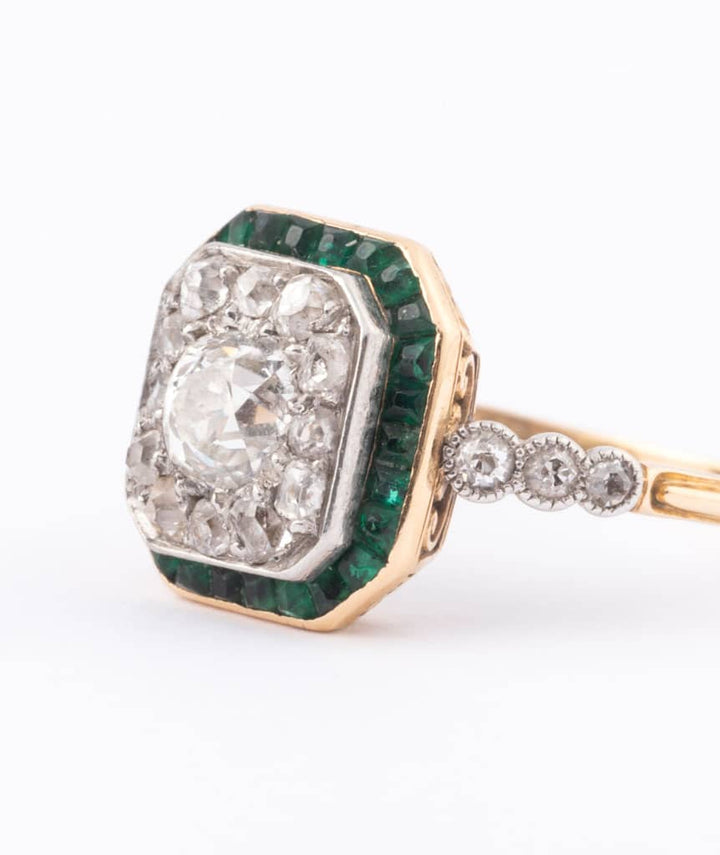 Bague Art déco diamants "Harita" gros plan