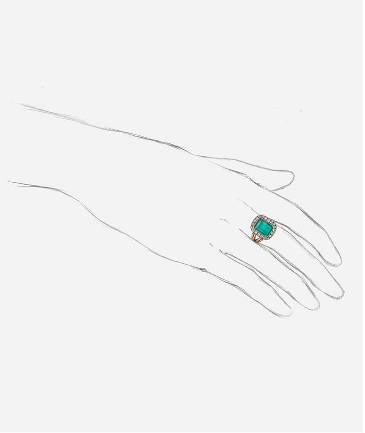 Caillou Paris - Bague ancienne emeraude Eilis porter