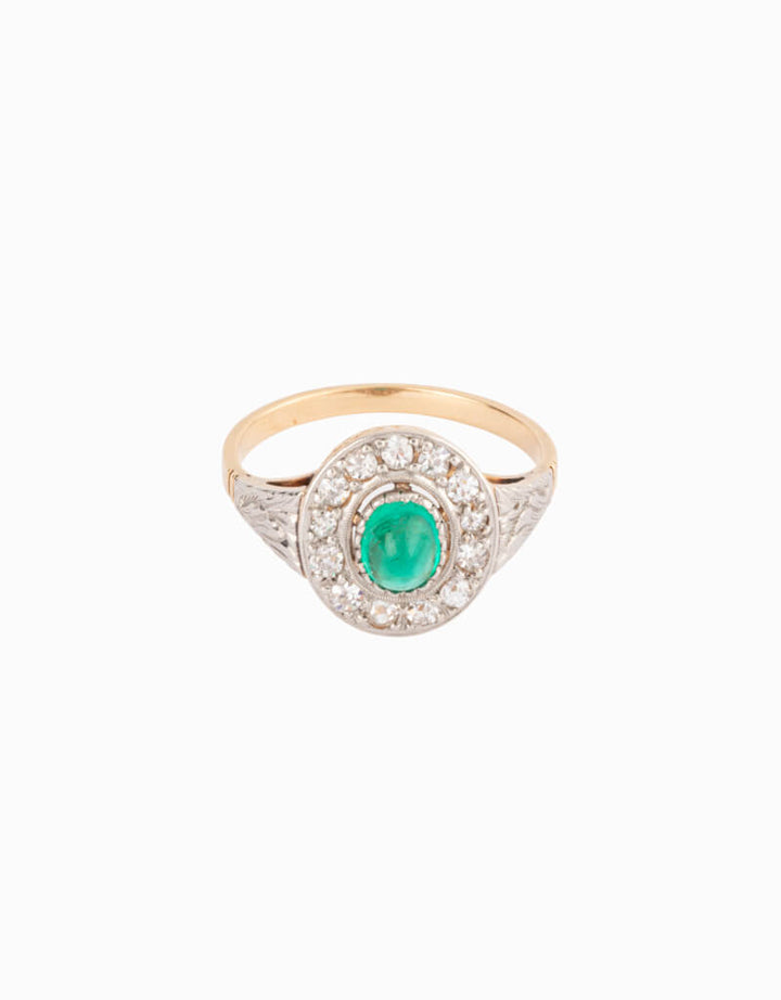 Caillou Paris - Bague ancienne emeraude Odia face