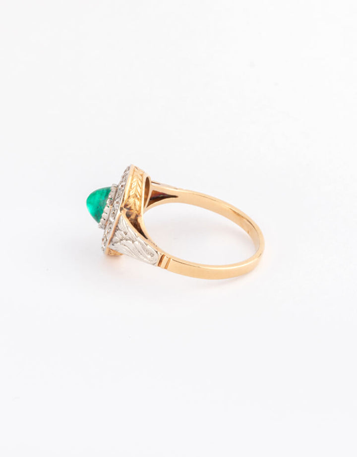 Caillou Paris - Bague ancienne emeraude Odia profil