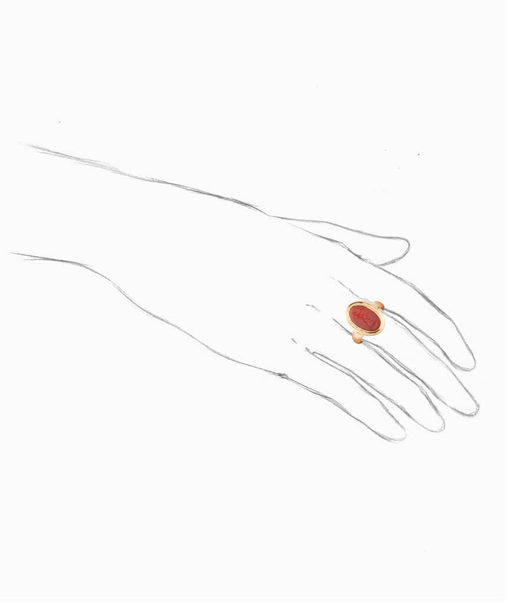 Caillou Paris - Bague ancienne intaille sur Cornaline Raj porter