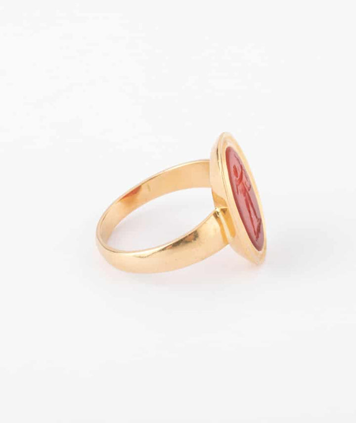 Caillou Paris - Bague ancienne intaille sur Cornaline Raj profil droit
