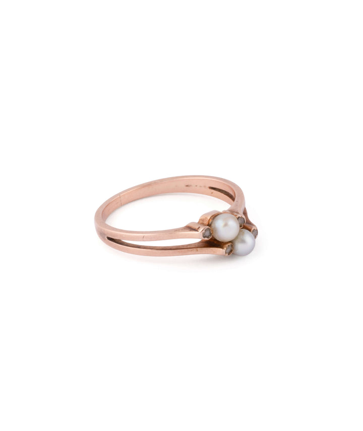 Caillou Paris Bague Ancienne Perles Diamants Nola Droite
