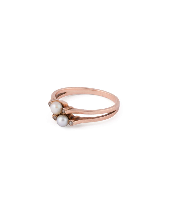 Caillou Paris Bague Ancienne Perles Diamants Nola Gauche