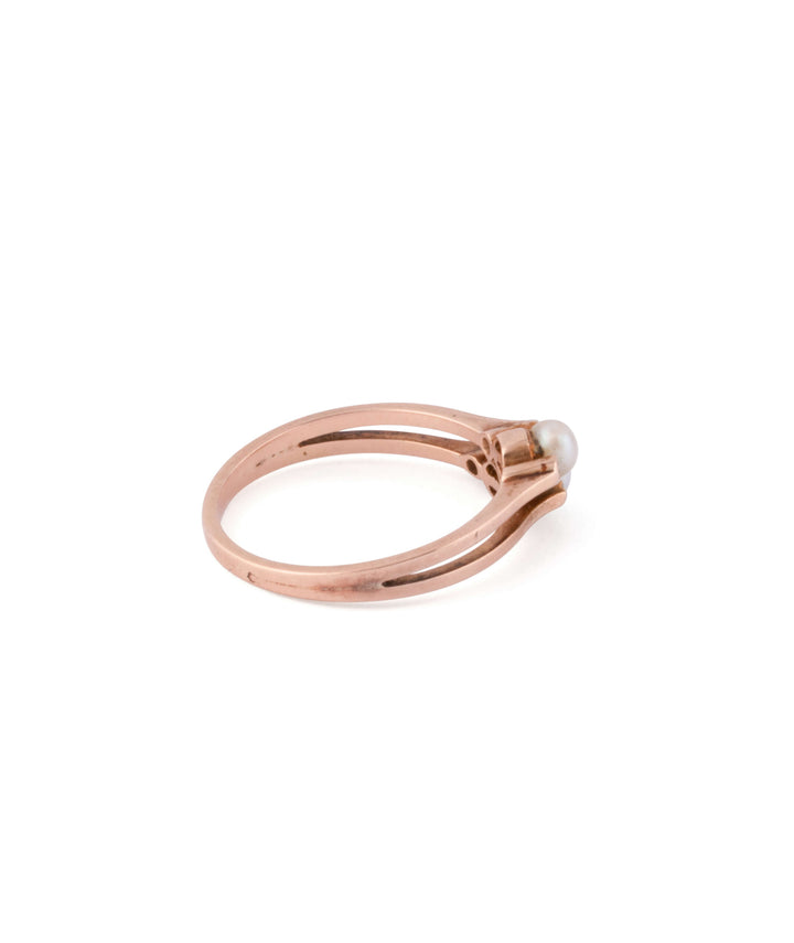 Caillou Paris Bague Ancienne Perles Diamants Nola Profil Droite