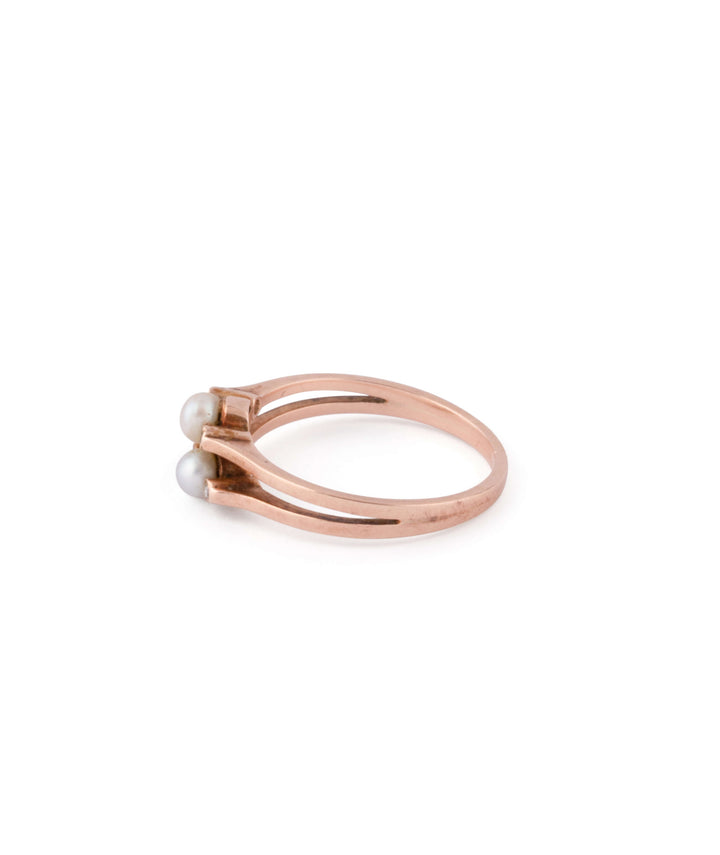 Caillou Paris Bague Ancienne Perles Diamants Nola Profil Gauche